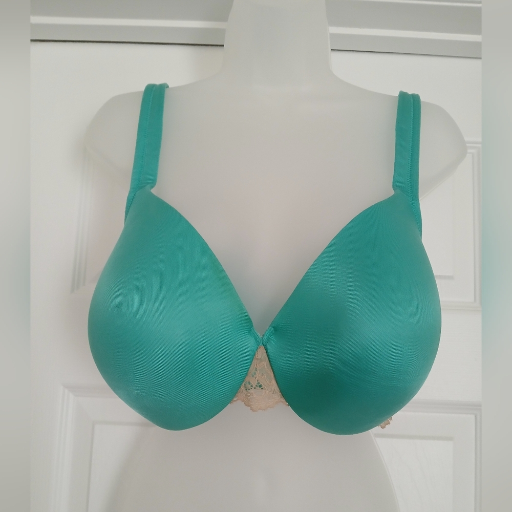 Cacique Size 42C Elegant Teal Bra with Lace Detail